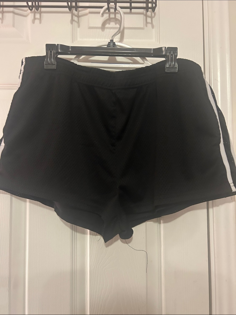 No Boundaries Women's Black Athletic Shorts with White Side Stripe